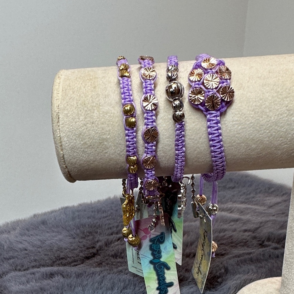NWT - Lavender and Gold Beaded Bracelet Set with Swarovski components
